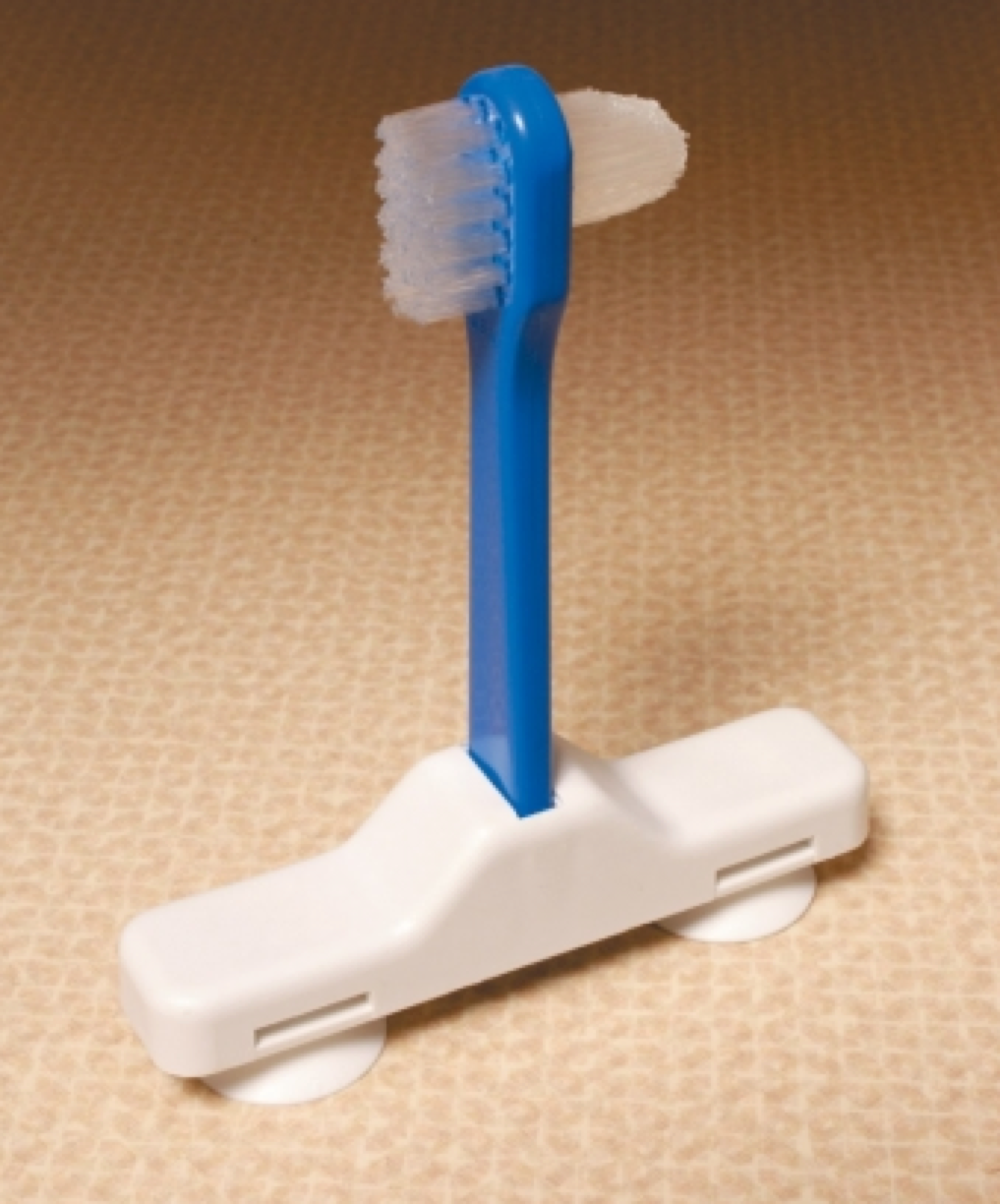 Tandenborstel op zuignap voor kunstgebit